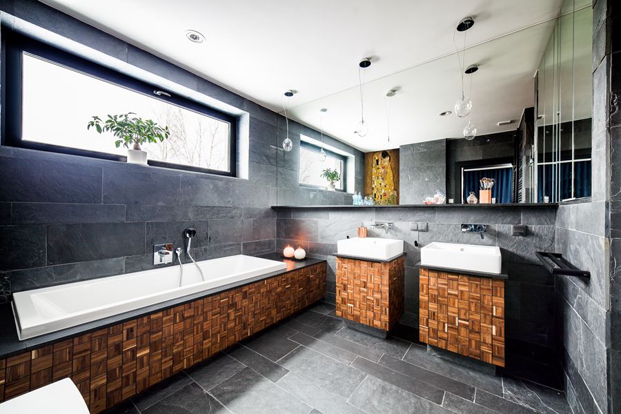 Szaro-brązowa łazienka w nowoczesnej odsłonie