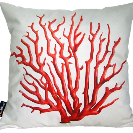 Poduszka dekoracyjna MeroWings Red Coral on Cream Square Cushion