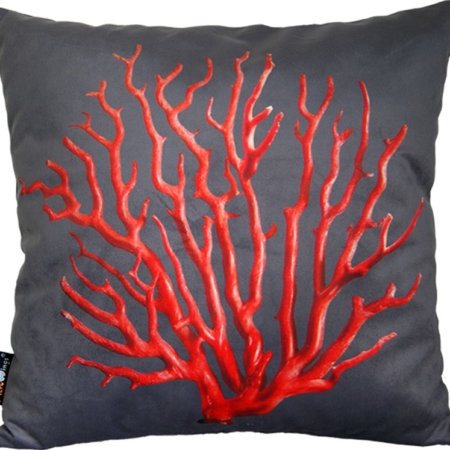 Poduszka dekoracyjna MeroWings Red Coral on grey Square Cushion