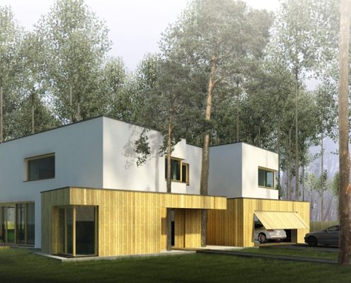 Nowoczesny projekt domu wkomponowanego w las A8 Architektura