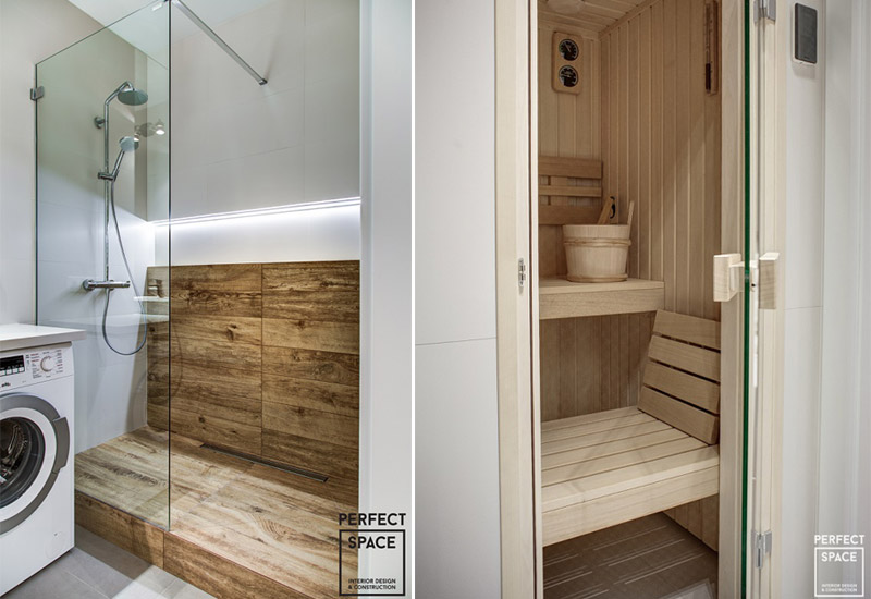 Drewno w saunie i pod prysznicem - wykańczanie wnętrz
