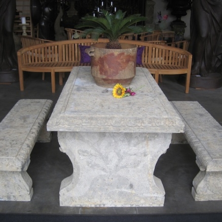 Betonowy stoł + dwie ławy ogrodowe Livingstone Terrasso