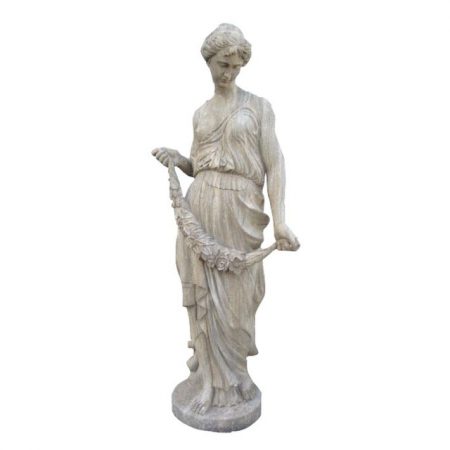 Kamienna rzeźba kobieta z girlandą