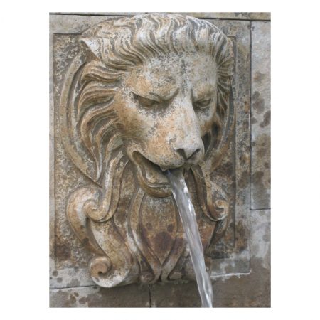Ścienna fontanna lew z kamienia