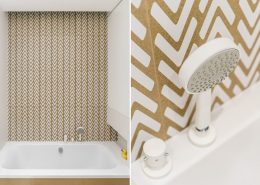 Biało-brązowa łazienka w minimalistycznym stylu - Dragon ARt