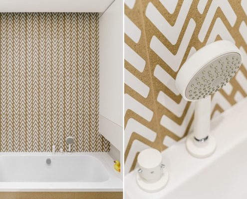 Biało-brązowa łazienka w minimalistycznym stylu - Dragon ARt