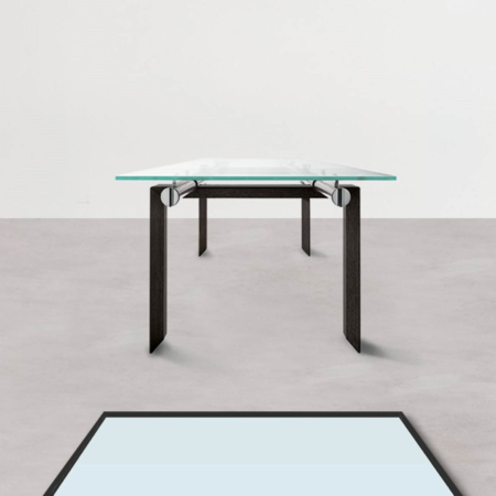 Prostokątny stół ze szklanym blatem Stilt