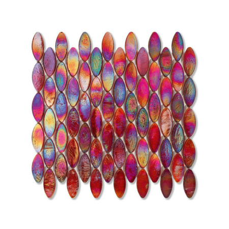 Czerwona mozaika ze szkła z tęczowym refleksem DOMES 240 WOOL