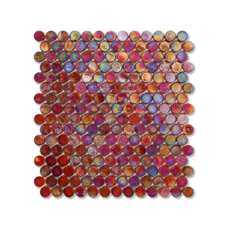 Czerwona mozaika ze szkła z tęczowym refleksem BARRELS 240 WOOL