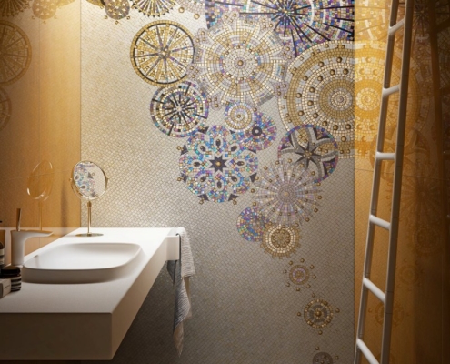 Oryginalna mozaika ścienna w łazience