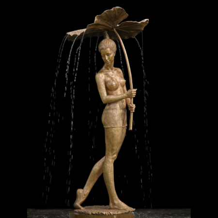 Rzeźba fontanna z brązu Frau mit Blatt Małgorzata Chodakowska
