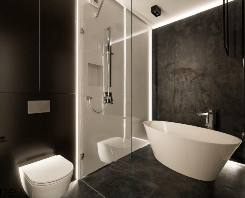 Czarno-biała łazienka w industrialnym stylu