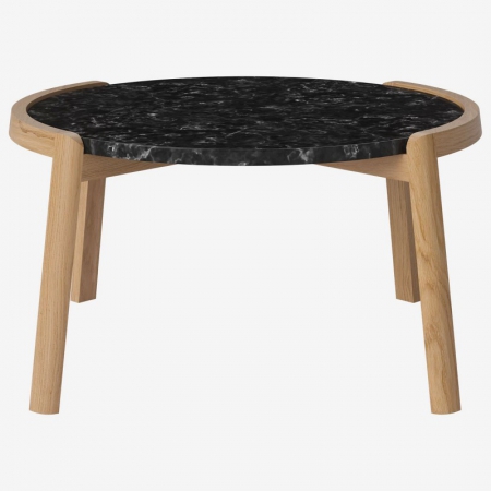 Designerski stolik kawowy drewno i marmur Mix Bolia